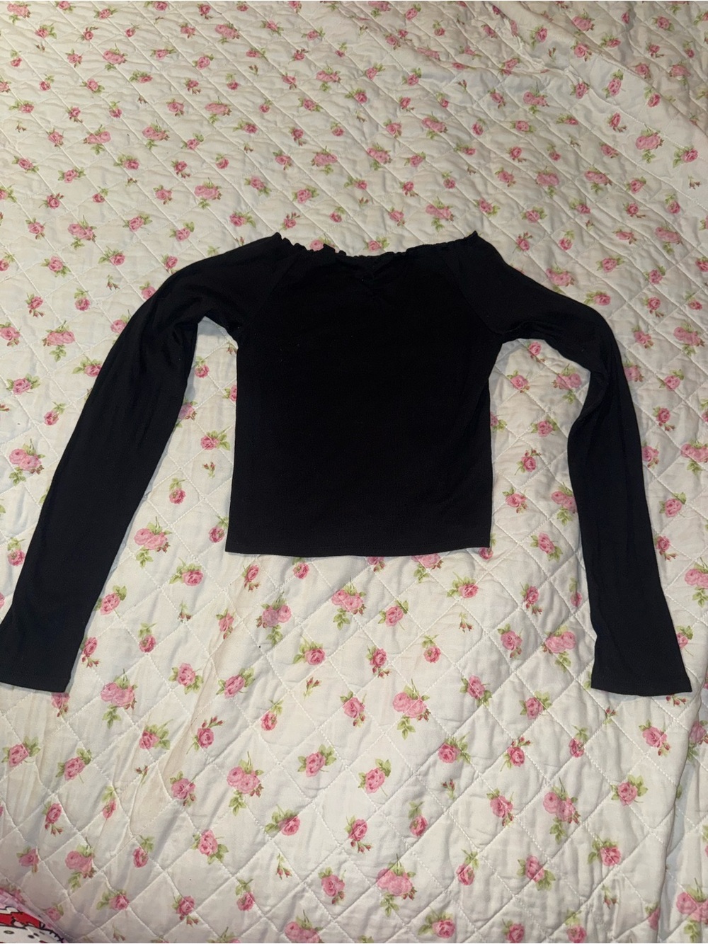 wild fable Black Off-Shoulder Long Sleeve Top